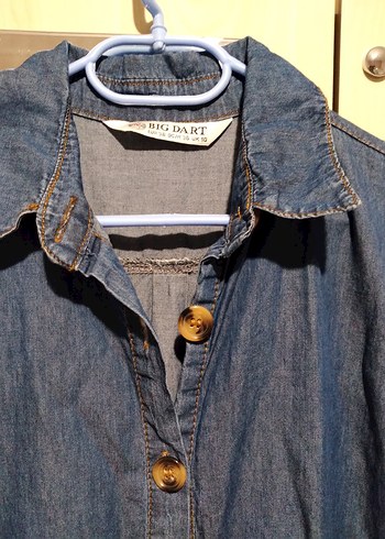 Düğmeli Kot Midi Elbise - Görsel 2