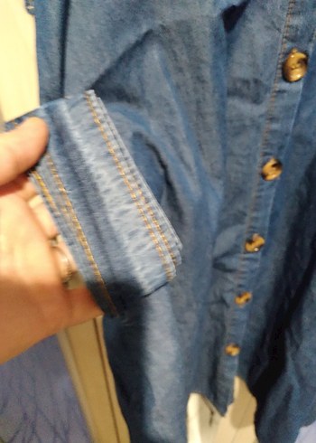 Düğmeli Kot Midi Elbise - Görsel 3