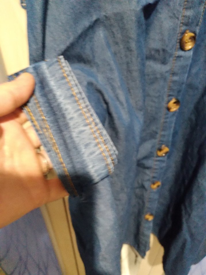 Düğmeli Kot Midi Elbise - Görsel 3