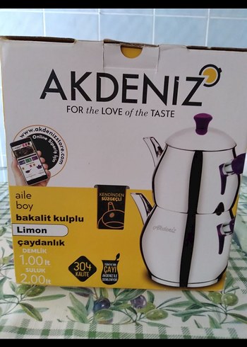Akdeniz Bakalit Kulplu aile boyu Çaydanlık Seti