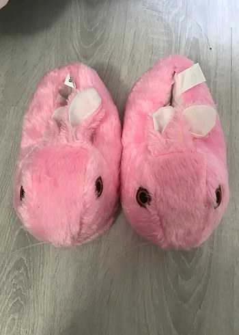 Pembe Peluş Tavşan Ev Terliği