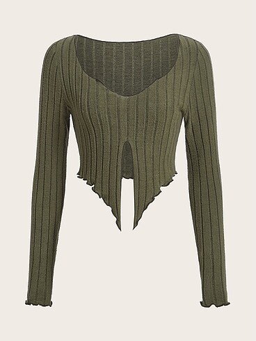 Haki triko crop top