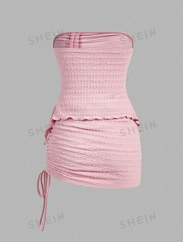 Sheinside Shein pembe crop etek