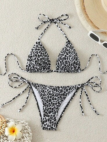 Leoparlı bikini takımı
