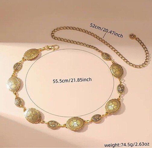 Beden altın Renk Gold vintage zincir bel kemer