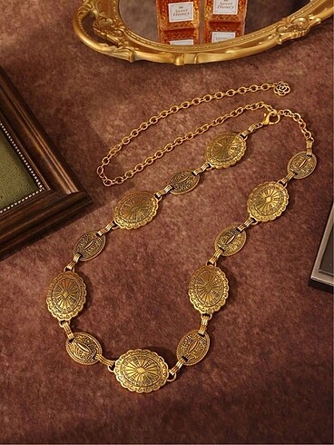 Gold vintage zincir bel kemer