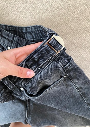 s Beden gri Renk Siyah Kemerli Baggy Jean
