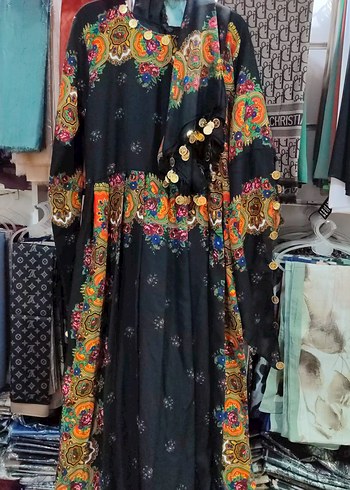 Uzun Kol Desenli Bohem Kadın Elbise - Görsel 2