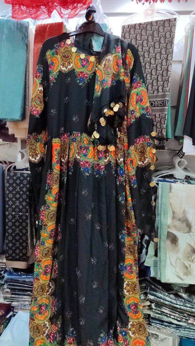 Uzun Kol Desenli Bohem Kadın Elbise - Görsel 2