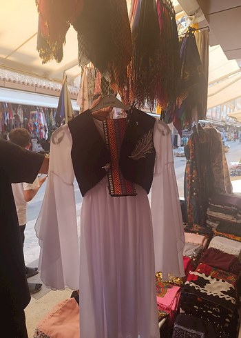 Drapeli Etnik Desenli Beyaz Kız Bolero - Görsel 2