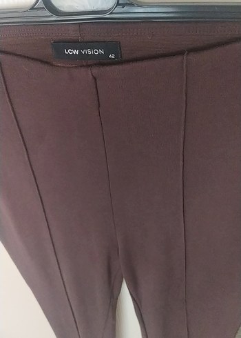 LC Waikiki Kahverengi Pilili Kadın İspanyol Paça Pantolon