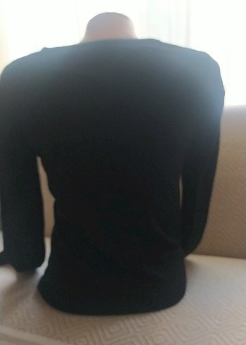 Siyah Süet Düğmeli V Yakalı Kadın Hırka - Görsel 2