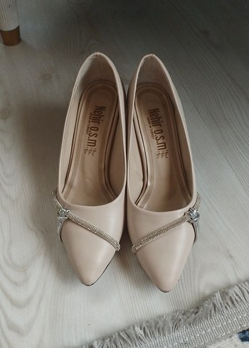 Diger Bej Stiletto Topuklu Kadın Abiye Ayakkabı