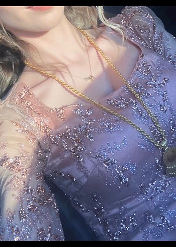 Bej İşlemeli Uzun Kollu Kadın Kına Elbisesi - Görsel 3