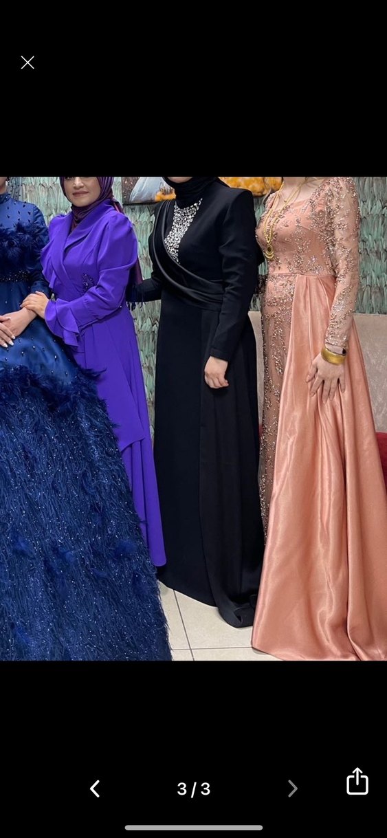 Bej İşlemeli Uzun Kollu Kadın Kına Elbisesi - Görsel 2