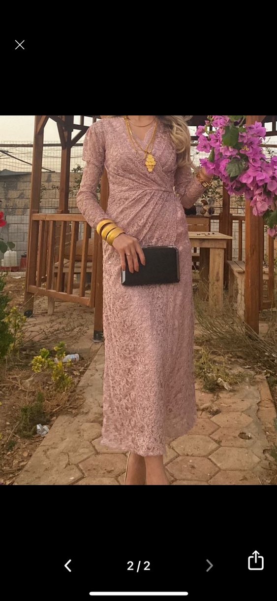 Dantel Detaylı Bej Uzun Abiye Elbise - Görsel 3