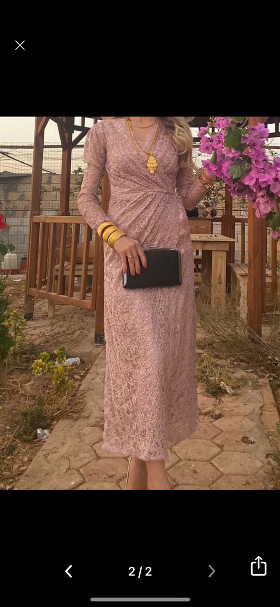 Dantel Detaylı Bej Uzun Abiye Elbise - Görsel 2