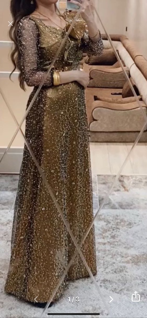 Sarı unuz abiye elbise omuz kısmı volanlı - Görsel 4