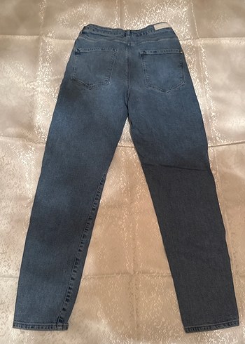 Düğmeli Mavi Kadın Denim Pantolon - Görsel 2