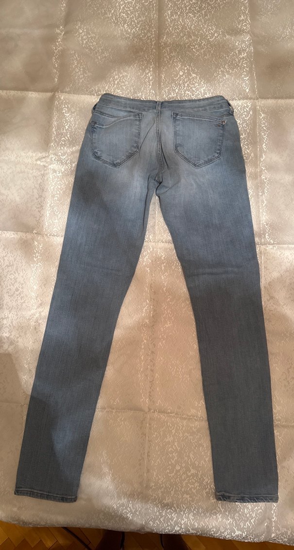 Gri Kadın Denim Pantolon, Kemerli, Normal Boy - Görsel 2