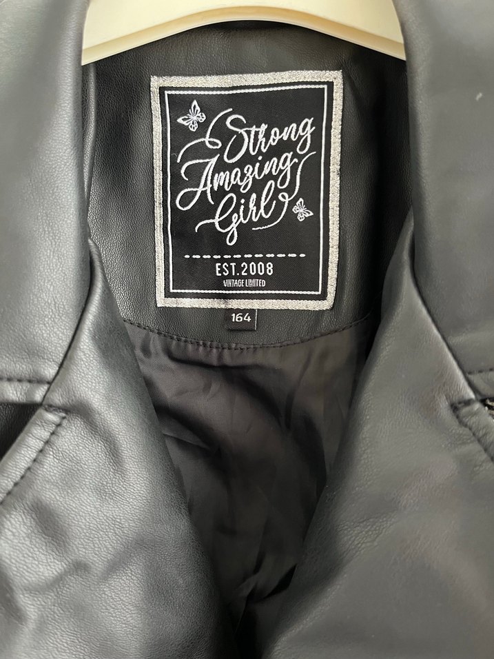 Siyah Deri Kadın Biker Ceket - Görsel 2