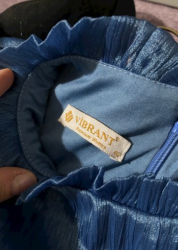 Uzun Mavi Tesettür Abiye - Görsel 3