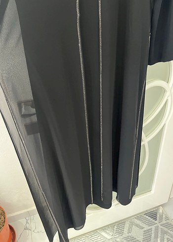 Siyah Uzun Kollu Fermuarlı Uzun Elbise - Görsel 2