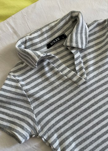 Diğer Kız Çocuk Gri Çizgili Polo Tişört