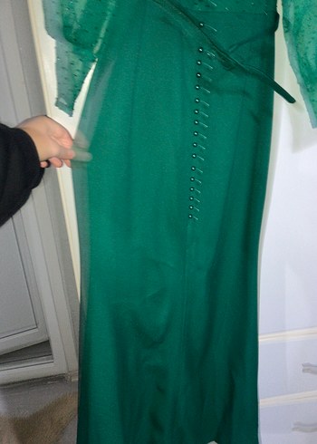 Yeşil Vintage Uzun Abiye Elbise - Görsel 4