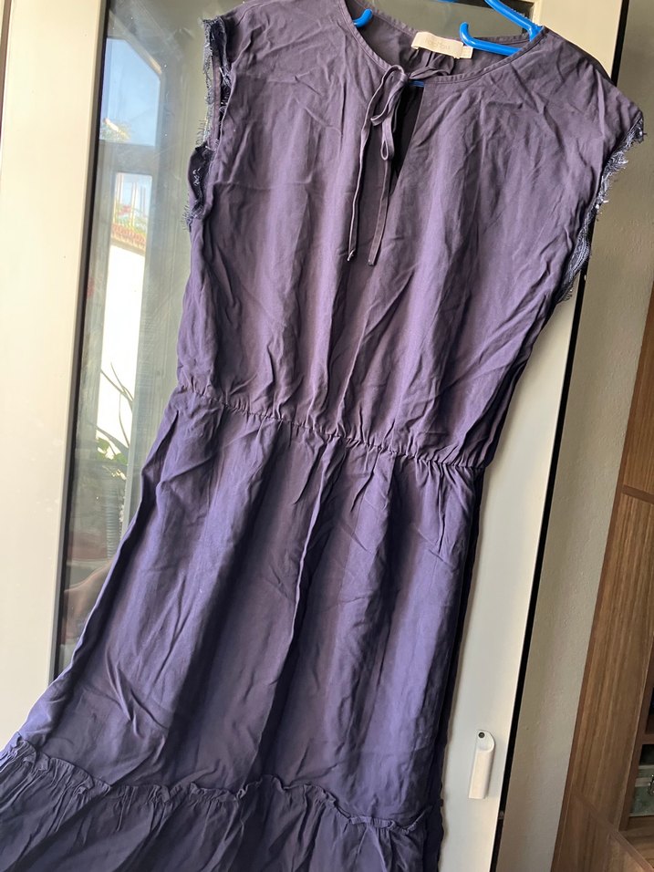 Mor Keten Midi Bohem Elbise - Görsel 2