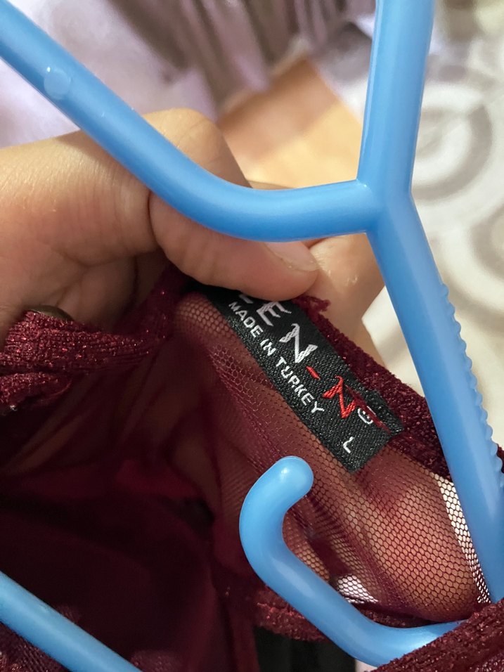 Bordo Uzun Drapeli Straplez Kadın Abiye - Görsel 4