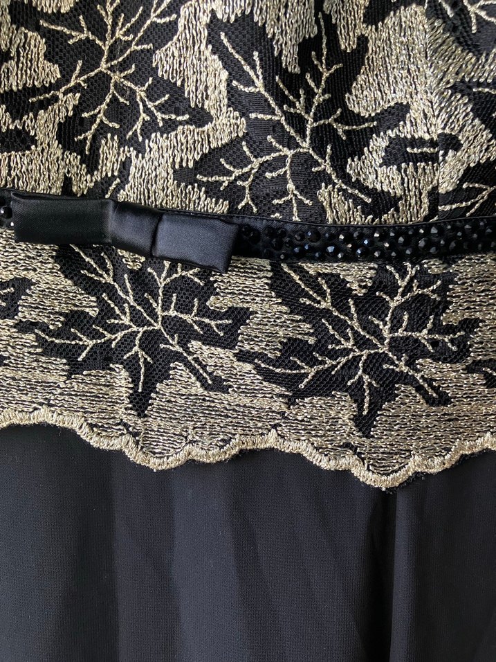 Dantel Detaylı Siyah midi Abiye Elbise - Görsel 2