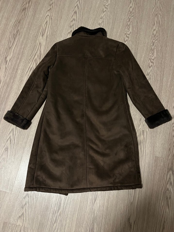 Kahverengi Süet Kadın Kaban - Görsel 3