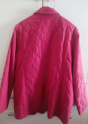 Düğmeli Nar çiçeği Midi Kadın Ceket Mont - Görsel 2