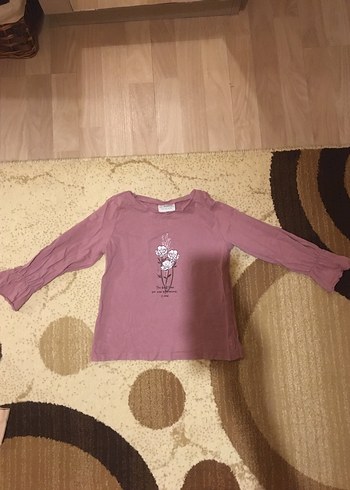 5 Yaş Beden Kız Çocuk Uzun Kollu Baskılı Triko Tişört