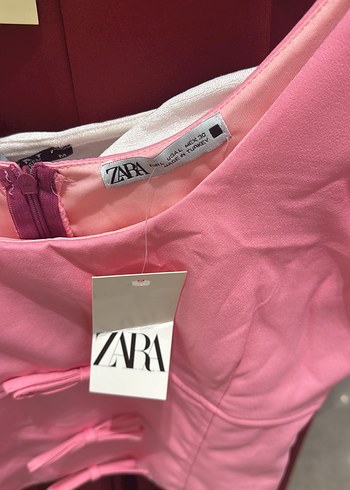 m Beden Pembe Mini Straplez Fermuarlı Kadın Yelek