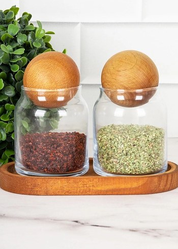 Ahşap Kapaklı Cam Baharatlık Seti - Görsel 2
