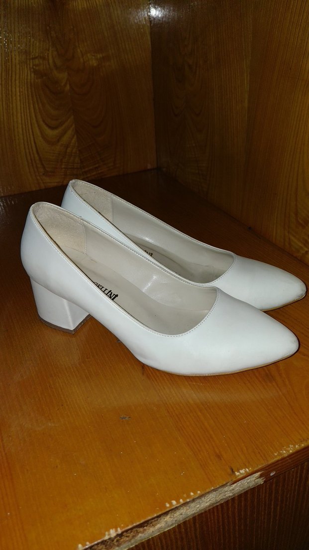 Beyaz Kadın Blok Topuklu Stiletto - Görsel 2