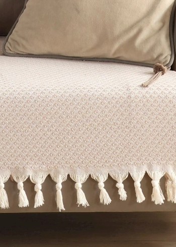 Bej Modern Desenli Koltuk Örtüsü 2 Adet - Görsel 2