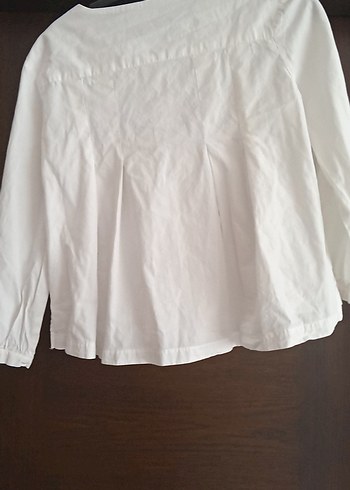 Kız Çocuk Beyaz Keten Düğmeli Bluz - Görsel 5