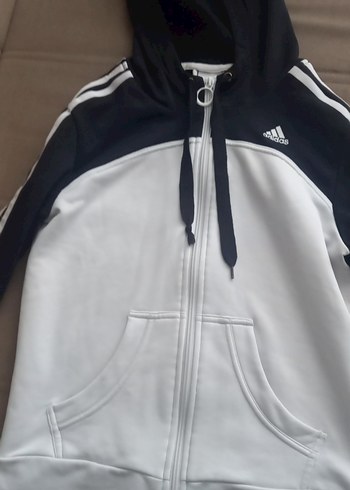 Adidas Kadın Beyaz Kapüşonlu Fermuarlı Ceket