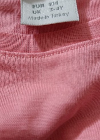4 Yaş Beden pembe Renk Kız Çocuk Pembe Unicorn Baskılı Tişört