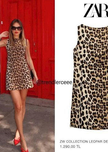 Zara Zara Leopar Mini Elbise