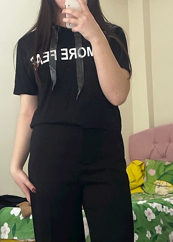 Siyah Kadın Kısa Kollu Sweatshirt ceket ikili takım - Görsel 3