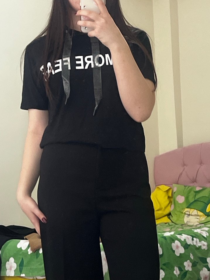 Siyah Kadın Kısa Kollu Sweatshirt ceket ikili takım - Görsel 3