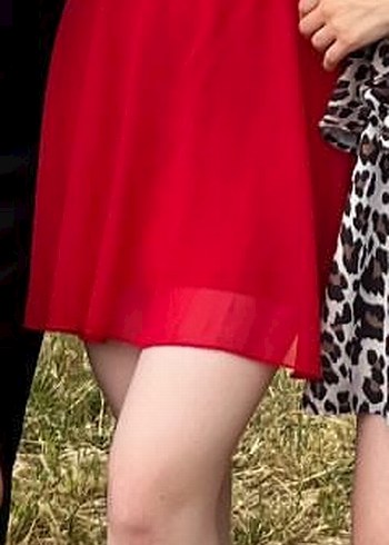 Parlak Kırmızı Drapeli Straplez Midi Elbise - Görsel 2