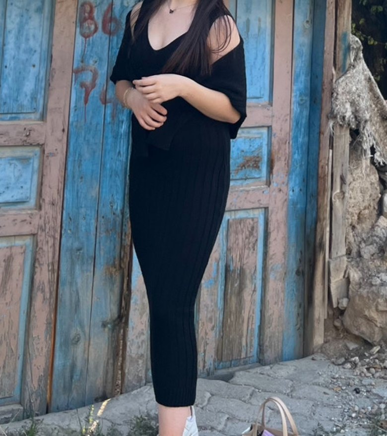 Siyah Midi Dar Kesim Kadın Etek - Görsel 2