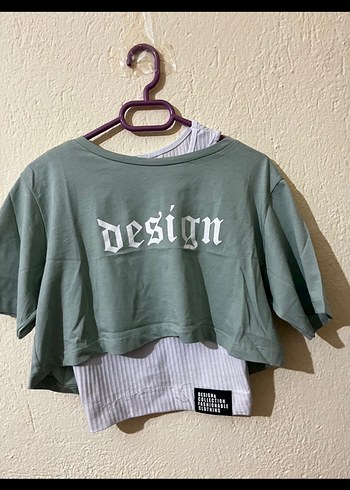 Yeşil Baskılı Kısa Kadın Crop Top