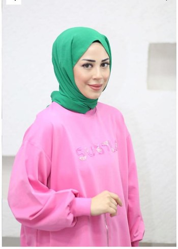 Pembe Drapeli Uzun Kollu Salaş Sweatshirt
