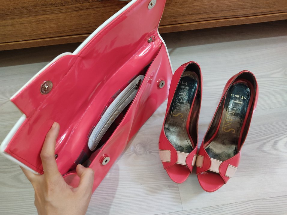 Parlak Nar Çiçeği Yüksek Topuklu Kadın Ayakkabı - Görsel 2